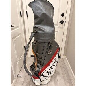 Vintage Leather & Vinyl Golf Cart LYNX Bob Pegis Pebble Beach Golf Bag Complete
